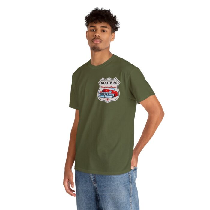 Route 50 Cadillac T- shirt -Unisex Heavy Cotton Tee men's woman gift - Image 54
