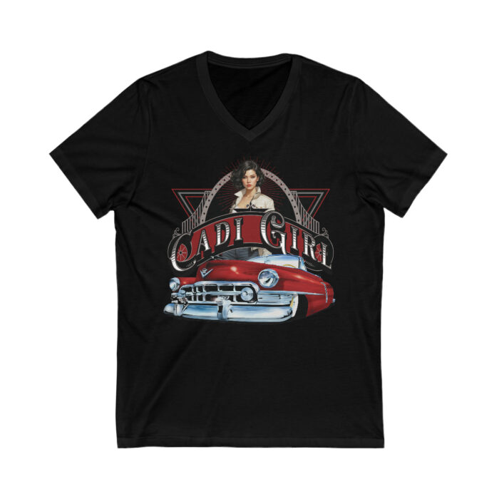Cadi girl Unisex Jersey Short Sleeve V-Neck Tee - Image 3