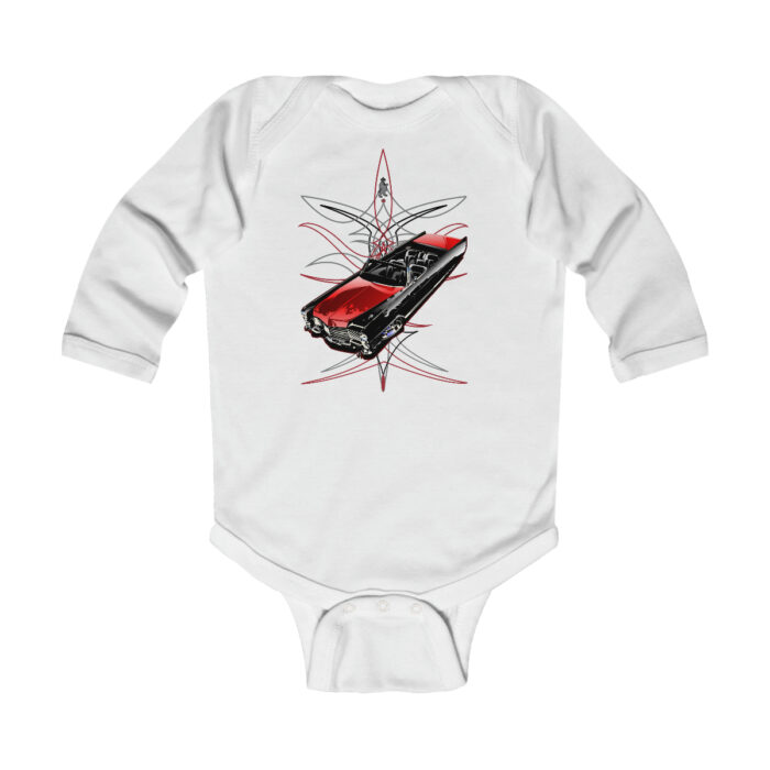 65 Cadi with pinstriping Infant Long Sleeve Bodysuit (Jimmy Smith Art - Tonys pinstriping) - Image 3