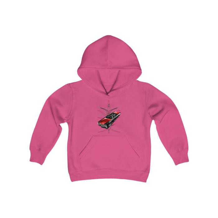 65 Cadi With pinstriping Youth Heavy Blend Hooded Sweatshirt (Jimmy Smith Art -Tonys pinstriping ) - Image 15