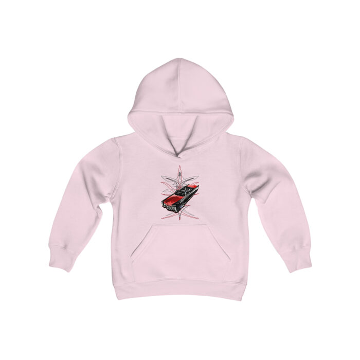 65 Cadi With pinstriping Youth Heavy Blend Hooded Sweatshirt (Jimmy Smith Art -Tonys pinstriping ) - Image 13