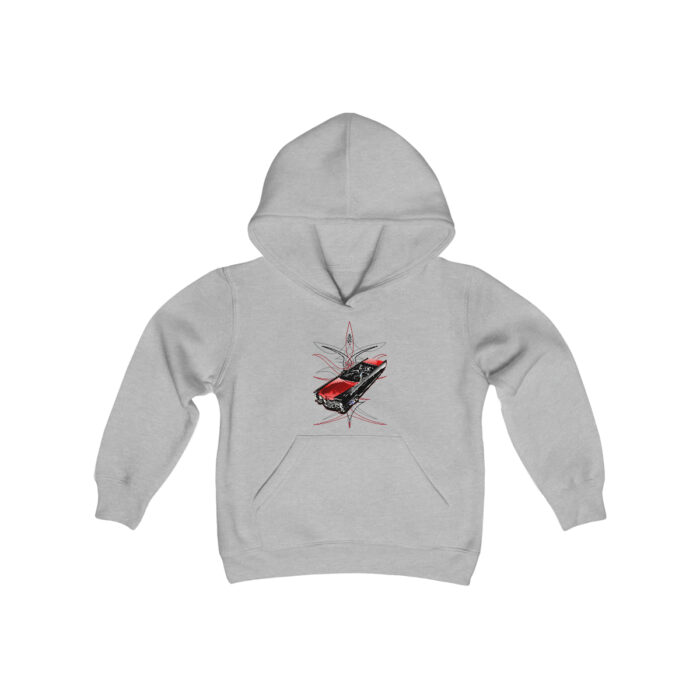 65 Cadi With pinstriping Youth Heavy Blend Hooded Sweatshirt (Jimmy Smith Art -Tonys pinstriping )