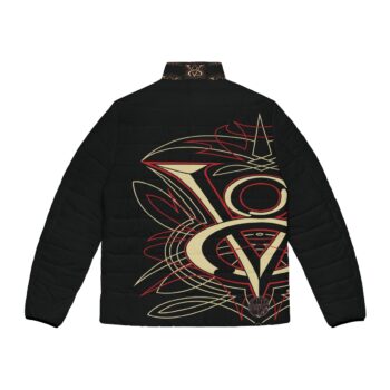 V8 Logo with Pinstriping Men’s Puffer Jacket (AOP)