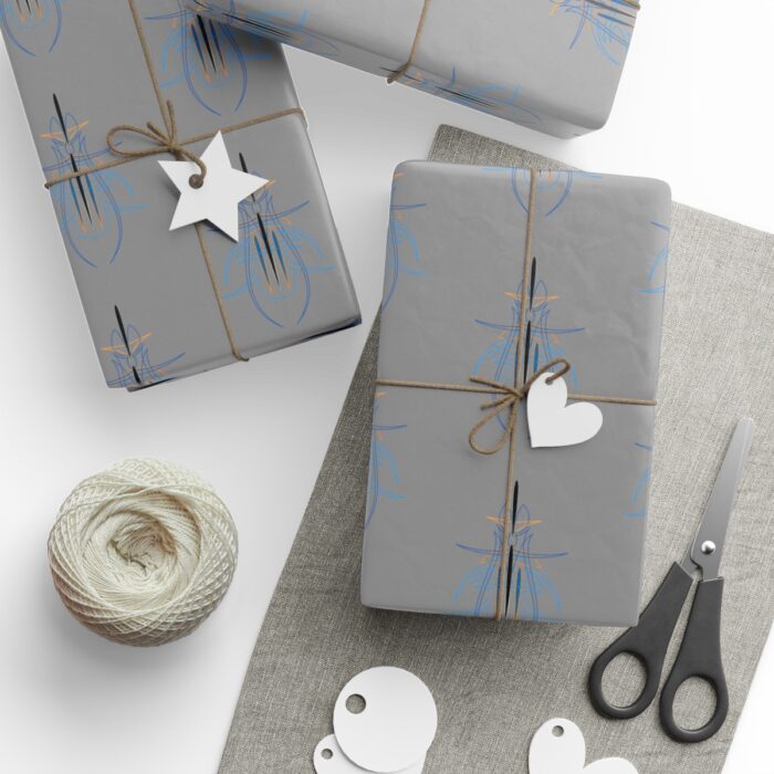 Blue Gold  pinstriping Wrapping Papers - Image 4