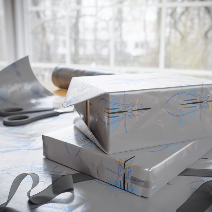 Blue Gold  pinstriping Wrapping Papers - Image 7