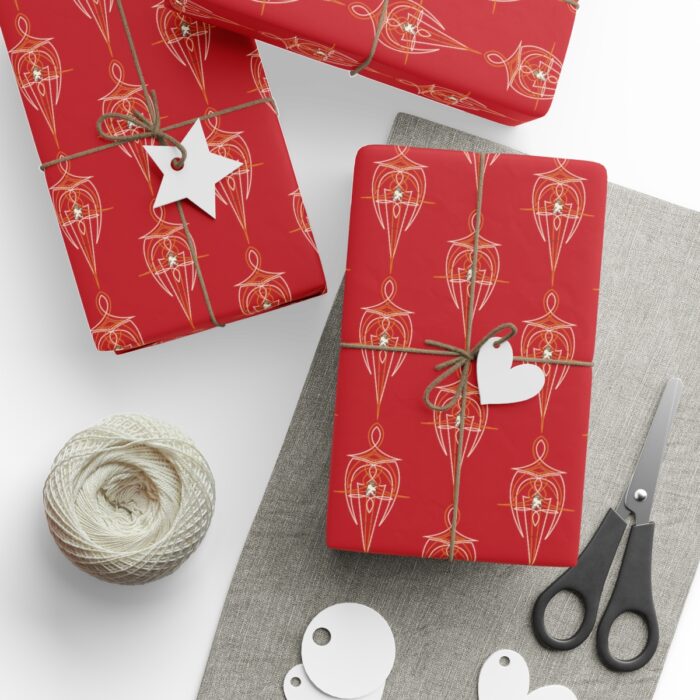 Cream Orange Pinstriping Wrapping Papers - Image 3