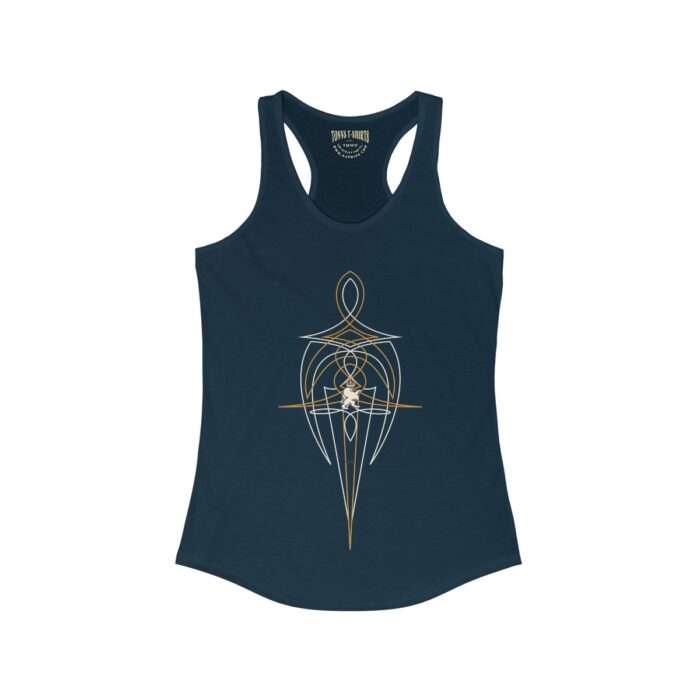 Cream Orange Pinstriping - Women's Ideal Racerback Tank - Image 9