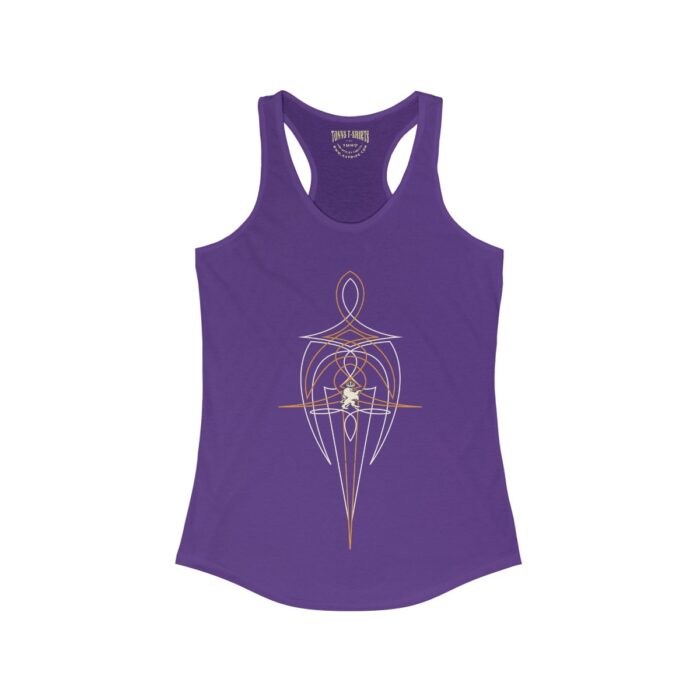 Cream Orange Pinstriping - Women's Ideal Racerback Tank - Image 8
