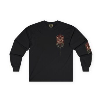 Long Sleeve Tee with v8 Logo and Pinstriping Design