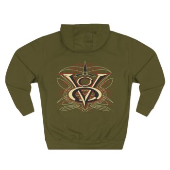 V8 logo with pinstriping Stylish Three-Panel Fleece Hoodie | Cozy Apparel for Everyday Wear, Unique Fashion Statement, Gift for Him/Her, Casual Style