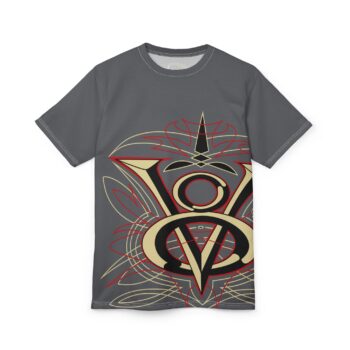 Men's T shirt Gray V 8 large print custom T hot Rod Men's apparel Chicano style large print V8 style T shirt with pinstriping