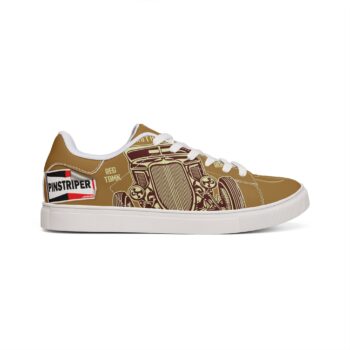 Brown Tonys Pinstriping Low-Top Leather Sneakers — Graphic Men’s Casual Shoes great gift