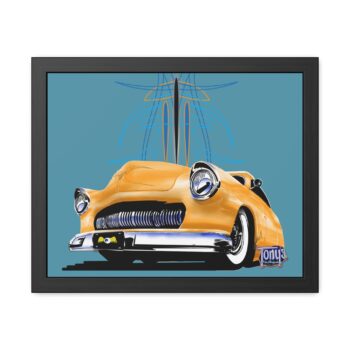Vintage Yellow Classic Car tony pinstripe design Framed Poster – Retro Hot Rod Wall Art