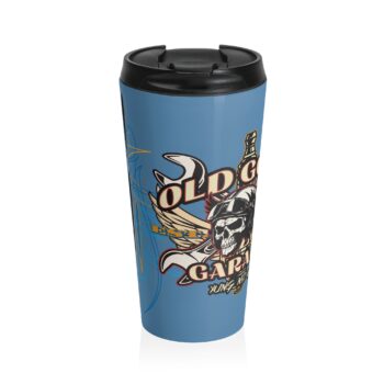 Old Goat Garage tony pinstripe design Skull Travel Mug — Stainless Steel Motorcycle Coffee Tumbler