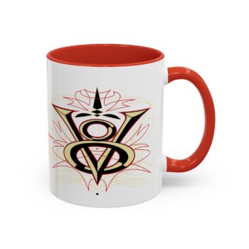 V8 Emblem Accent Coffee Mug – Retro Racing Muscle Car Symbol (11/15 oz)