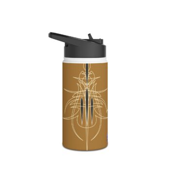 Tony Pinstripe Brown Tribal Swirl Stainless Steel Water Bottle — 20oz
